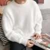 A new soft and sticky men's autumn and winter trendy sweater with a cool and laid-back style, warm and mink wool-like base knitted sweater details Picture